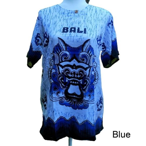 Bali Other - NEW! Bali Beach Summer Tshirt 100% Cotton - Blue Barong